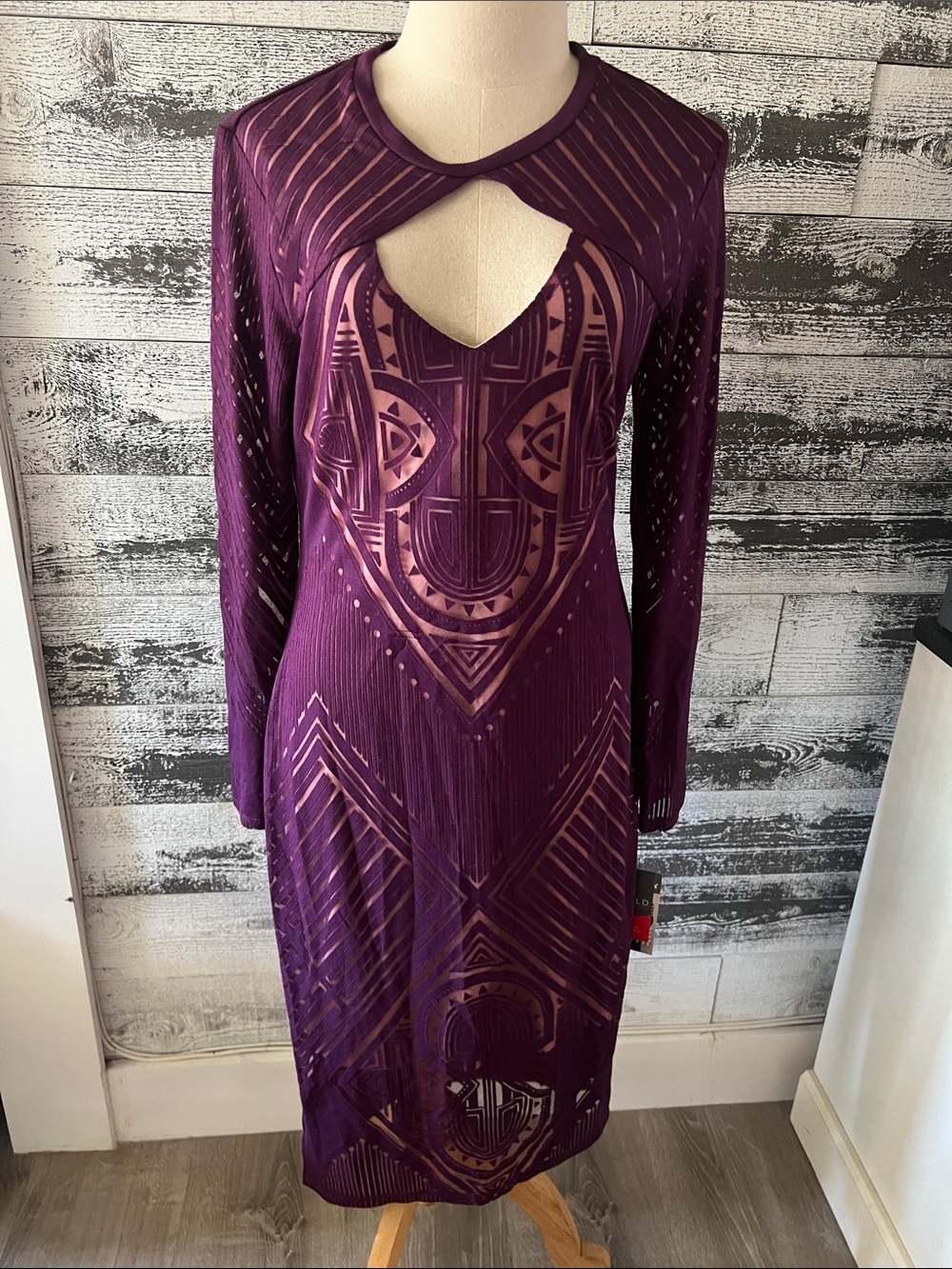 Bold Elements Purple Cutout Long Sleeve Women’s Dress